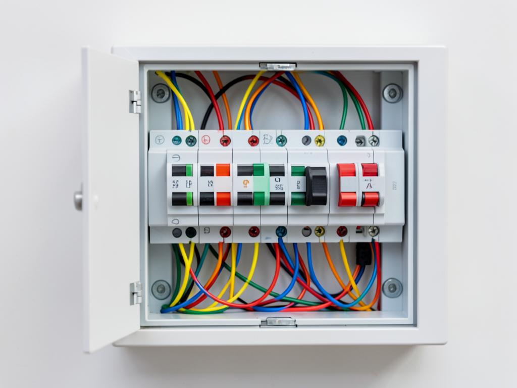 Open residential breaker panel with neat, labelled wiring after an upgrade